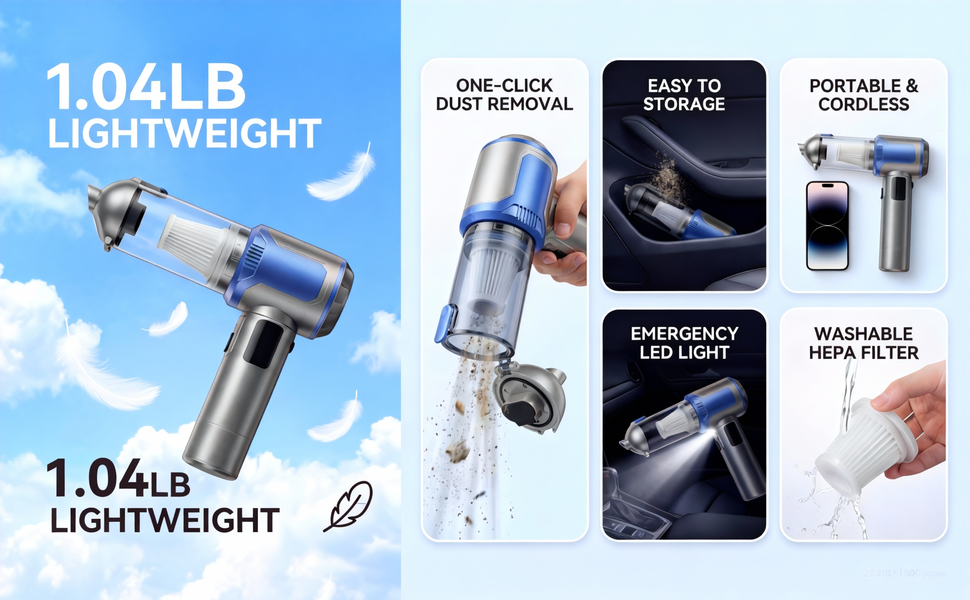 20000Pa Powerful Suction for Deep Cleaning