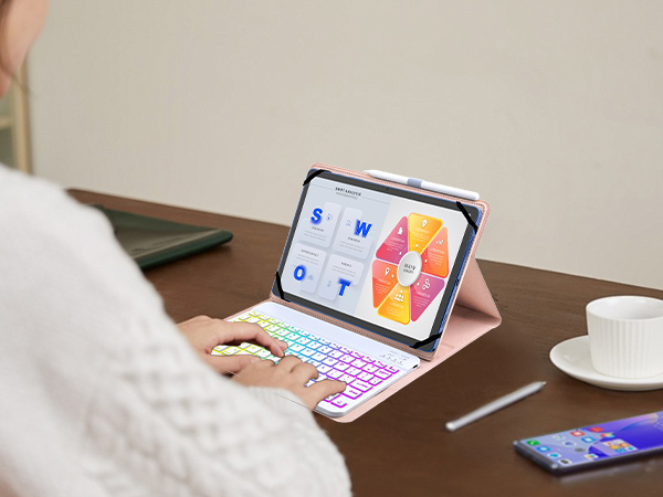 Universal Tablet Backlit Keyboard Case Pink - 26