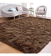 Goideal Fluffy Area Rug for Living Room Bedroom, 4 x 6 Brown Rug Fuzzy Non-Slip Modern Carpet Ult...