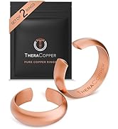 TheraCopper Pure Copper Rings for Women &amp; Men (2-Pack) — 100% Pure Copper Ring — Raw, Solid &amp; Unc...