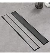 Kuaisailsk Linear Shower Drain ,with Tile Insert Panels ,12 Inch Black 304 Stainless Steel Rectan...