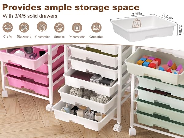 rolling cart with drawers