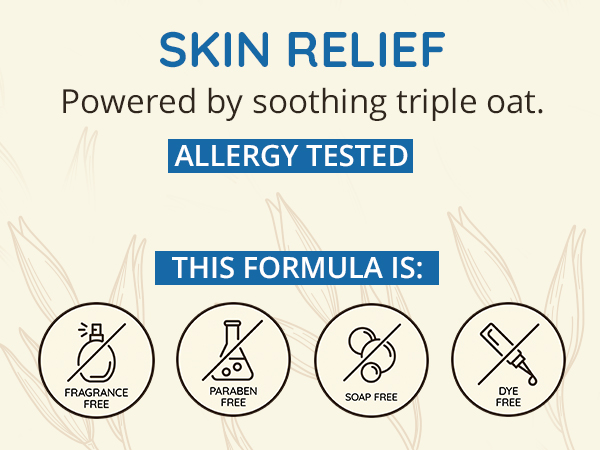 Fragrance dye paraben-free allergy tested dry Skin Relief body wash cleanse soothing oat unscented