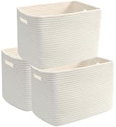 HZFTJOY 3 Pack Woven Storage Baskets for Shelves,13.5"×11"×9.5"Organizing Bins,Gift Baskets for T...