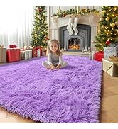 Purple Area Rug for Bedroom,4'X6', Fluffy Shag Rug for Living Room, Furry Carpet for Kids Room, S...