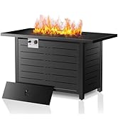 Electactic 43 Inch Propane Fire Pit Table, 3-in-1 Multi-Use 50,000 BTU Square Gas Fire Pit with L...