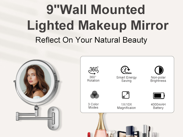 Wall Mounted Lighted Makeup Mirror