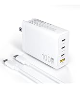 GaN 100W USB-C Laptop Charger - Fit for HP, Lenovo, ASUS, Samsung, MacBook Pro, Air, iPad Pro, Ac...