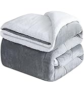 CHOSHOME Grey Sherpa Fleece Blanket Throw Size Super Thick, Fuzzy Plush Flannel Blanket for Couch...