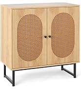 Giantex Small PE Rattan Buffet Cabinet with Storage, 2-Door Boho Sideboard with Adjustable Shelf,...