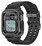 amBand Bands Case Compatible with Apple Watch 45mm, Moving Fortress Rugged Metal Bumper Men Tacti...