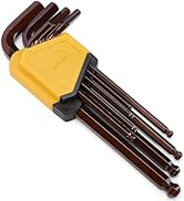 Fancytool Metric Hex Key Ball End S2 Alloy Bronze – 9PCS Metric Allen Wrench Set, S2 Steel, 1.5–1...