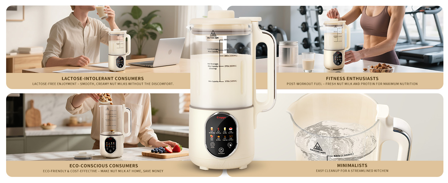 Lactose-free, protein-ready, eco-saving, easy to clean.