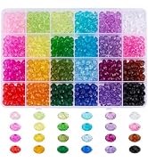 PH PandaHall 720pcs 8mm Crystal Beads for Jewelry Making, 24 Colors Acrylic Faceted Rondelle Bead...