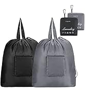 GOGOODA Travel Laundry Bags with Drawstring Closure XL Large Foldable Dirty Clothes bags with Han...