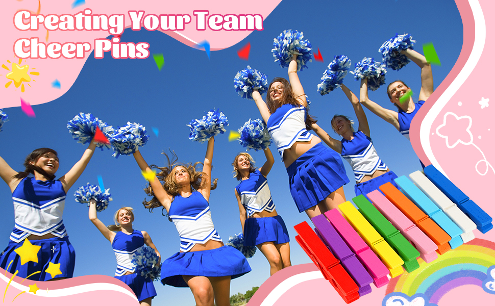 Cheer Clothes Pins Wooden Spirit Clips for Cheerleader Gifts