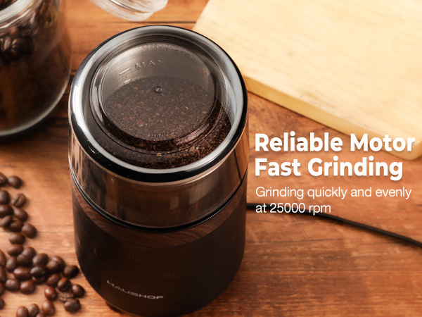 HAUSHOF Black Electric Coffee Blade Grinder (UL Plug)