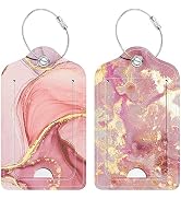 Hsxnam 2 Pack PU Leather Luggage Tags for Suitcase, Travel Cruise Luggage Tag with Privacy Flap, ...