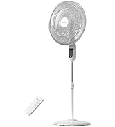 PELONIS PFS45A5BBB 18 inch 5-Blade Oscillating, Adjustable Standing Pedestal Remote, LED Display,...