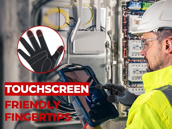 HANDLANDY Work Gloves for Men &amp; Women, Utility Mechanic Working Gloves Touch Screen