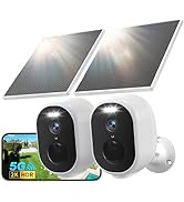 GNCC 2 Pack Solar Camera Outdoor Wireless, 5G &amp; 2.4GHz WiFi, 2K Battery Cameras for Home Security...