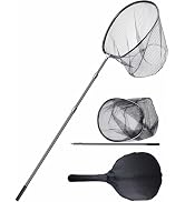 Hlotmeky Extra Long Fishing Net with Handle Fish Net Telescoping Handle Large Rubber Landing Net ...