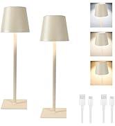 2 Pack Cordless Table Lamp,Portable LED Desk Lamp, 5200mAh Battery Operated, 3 Color Dimmable Tab...