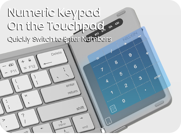 foldable keyboard with number pad