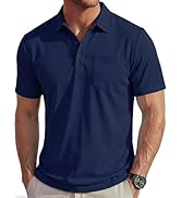 MAGCOMSEN Polo Shirts for Men Short Sleeve Collared Golf Shirt with Pocket Moisture Wicking Quick...