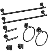 Cilee 8 Piece Matte Black Bathroom Hardware Set , 24inch Bathroom Towel bar+Towel Ring+Toilet Pap...