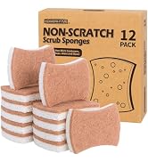 HOMERHYME Natural Dish Sponge 12 Pack, Non-Scratch Scrub Kitchen Sponge, Eco Multipurpose, Odor-L...