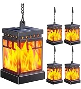 KOOPER Hanging Solar Lanterns Outdoor Waterproof, 4PCS Flickering Flame Hanging Solar Lights for ...