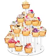 Acrylic Cupcake Stand for 24 Cupcakes, FODIENS Clear Cupcake Holder Dessert Display Stand, Decora...