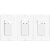 3 Pack Single Pole Dimmer Light Switch, Neutral Wire Required, Work with LED/CFL (150W Max) &amp; Hal...