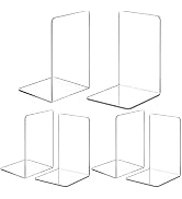 Acrylic Bookends 6 Pieces, VFINE Clear Bookends for Shelves Decor Heavy Duty Book Ends and Deskto...