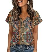 Zeagoo Womens Summer Tops Rolled Short Sleeve V Neck Shirts Casual Dressy Business Work Blouses O...