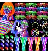 OLUPP 170 PCS Glow in The Dark Party Supplies, Glow Sticks Glasses Favors, 100 PCS Glow Sticks, 3...