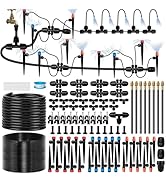 260FT Drip Irrigation System for Garden with 38pcs Adjustable Copper Nozzles &amp; Emitters, Automati...