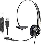 MCHEETA USB One Ear Headset with Microphone, Computer Headsets with Noise Canceling Microphone, C...