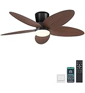 Surtime Palm Leaf Ceiling Fans with Lights-42 Tropical Ceiling Fan with Light and Remote/APP Cont...