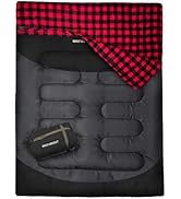 WKFAMOUT Double Sleeping Bag for Adults Machine Washable 2 Person Camping Sleeping Bag Queen Size...