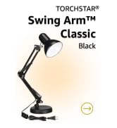 TORCHSTAR Metal Desk Lamp, Adjustable Swing Arm, E26, Black | Architect Gooseneck Multi-Joint Cli...