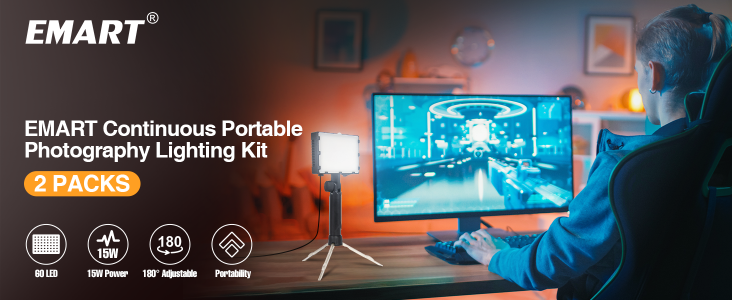 emart 60 led continuous portable photography lighting kit