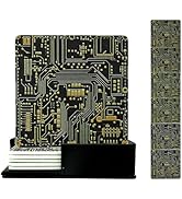 Marble Coasters Square Leather Drinks Coaster Set with Holder for Coffee Table Bar Home Decor 4 I...