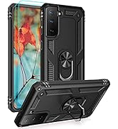 Androgate Samsung Galaxy S21 FE 5G Case with HD Screen Protectors, Military-Grade Metal Ring Hold...