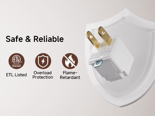 3 prong to 2 prong adapter with grounding clip for easy outlet connection