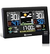 KETOTEK Wireless Weather Station with Sensor WWVB Radio Alarm Clock Indoor Outdoor Digital Room T...