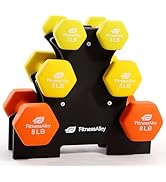 Fitness Alley Neoprene Workout Dumbbells - Non Slip, Anti Roll Exercise &amp; Fitness Dumbbells set w...