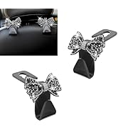 Arwrilt 2 PCS Bling Bow Car Seat Headrest Hooks, Cute Rhinestone Bow Seat Back Hanger, Universal ...