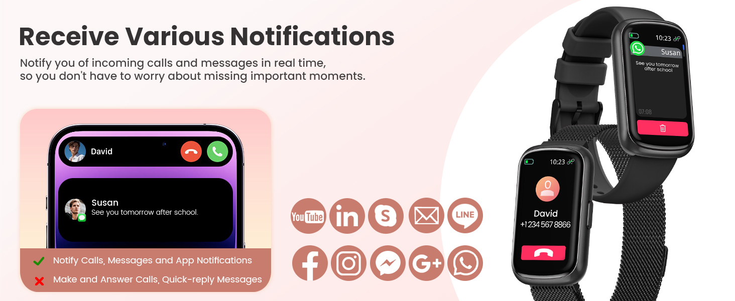 smart watch with receive message notification function